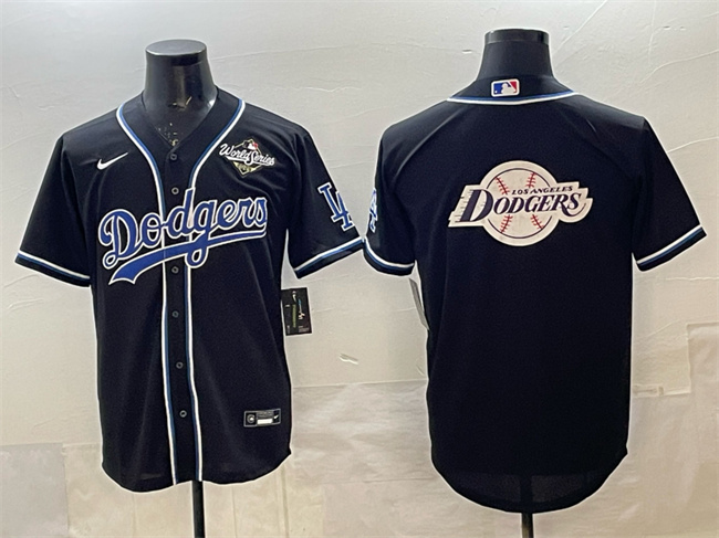 Men's Los Angeles Dodgers Team Big Logo Black Fashion 2025 World Series Cool Base Stitched Baseball Jersey 003